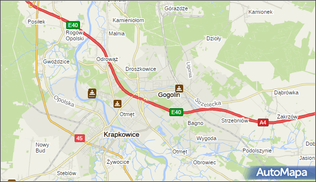 mapa Gogolin powiat krapkowicki, Gogolin powiat krapkowicki na mapie Targeo