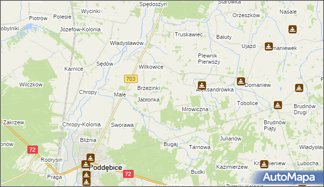 mapa Golice gmina Poddębice, Golice gmina Poddębice na mapie Targeo