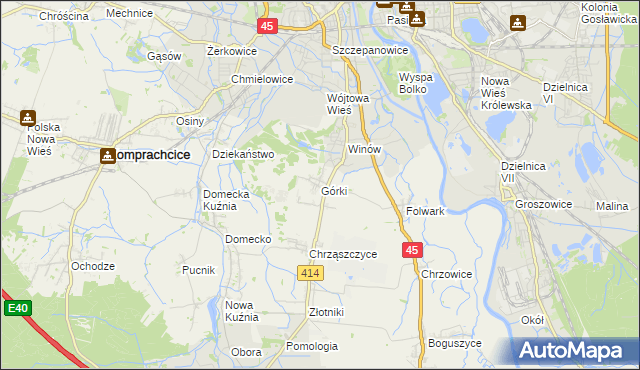 mapa Górki gmina Prószków, Górki gmina Prószków na mapie Targeo