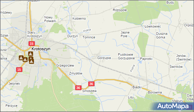 mapa Gorzupia gmina Krotoszyn, Gorzupia gmina Krotoszyn na mapie Targeo