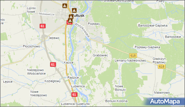 mapa Grabówiec gmina Pułtusk, Grabówiec gmina Pułtusk na mapie Targeo