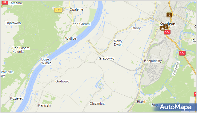 mapa Grabówko gmina Kwidzyn, Grabówko gmina Kwidzyn na mapie Targeo