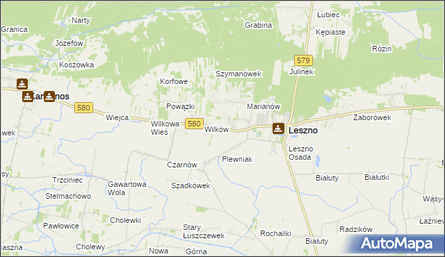 mapa Grądy gmina Leszno, Grądy gmina Leszno na mapie Targeo