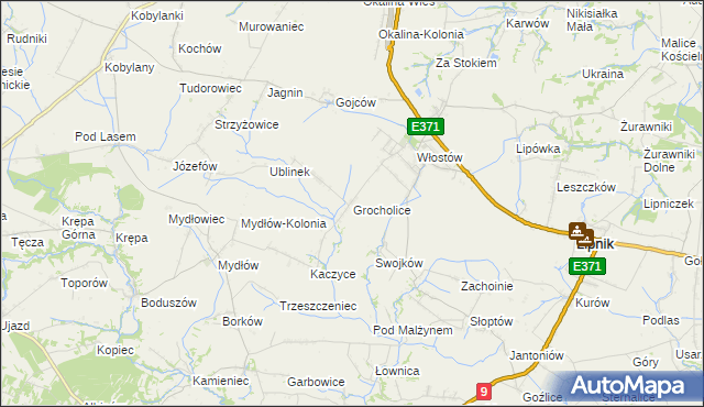 mapa Grocholice gmina Lipnik, Grocholice gmina Lipnik na mapie Targeo