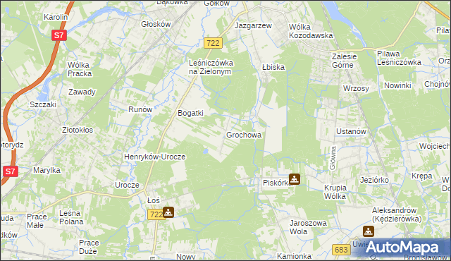 mapa Grochowa gmina Piaseczno, Grochowa gmina Piaseczno na mapie Targeo