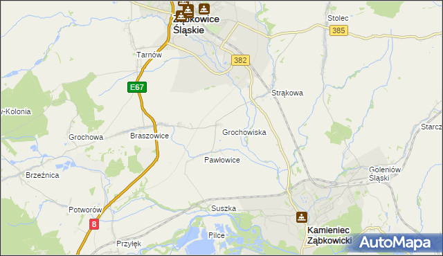mapa Grochowiska gmina Ząbkowice Śląskie, Grochowiska gmina Ząbkowice Śląskie na mapie Targeo