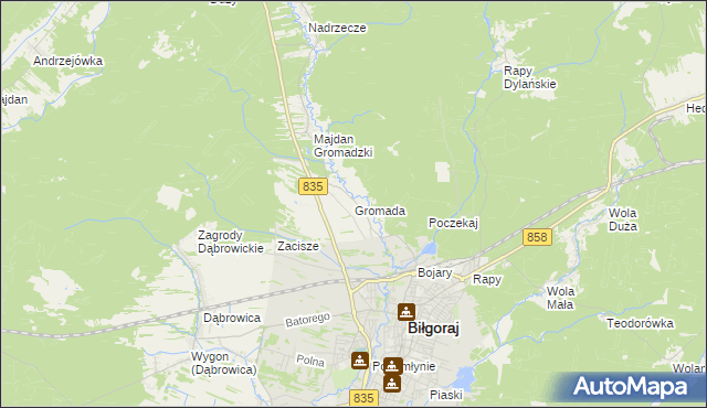 mapa Gromada gmina Biłgoraj, Gromada gmina Biłgoraj na mapie Targeo