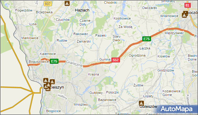 mapa Gumna, Gumna na mapie Targeo