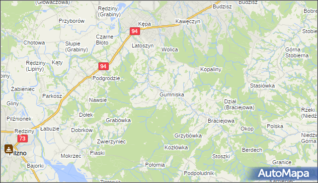 mapa Gumniska gmina Dębica, Gumniska gmina Dębica na mapie Targeo
