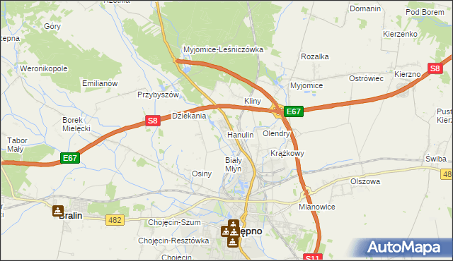 mapa Hanulin, Hanulin na mapie Targeo