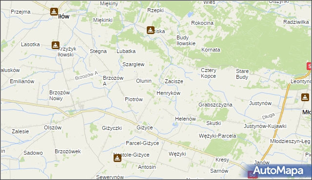 mapa Henryków gmina Iłów, Henryków gmina Iłów na mapie Targeo