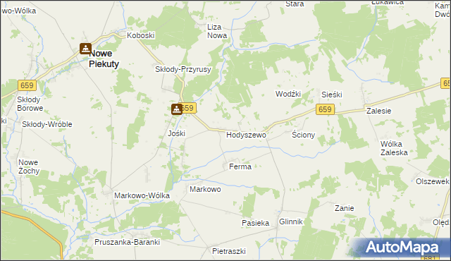 mapa Hodyszewo, Hodyszewo na mapie Targeo