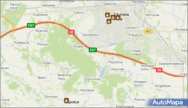 mapa Holendry gmina Zapolice, Holendry gmina Zapolice na mapie Targeo