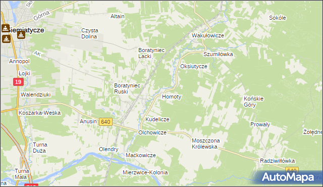 mapa Homoty, Homoty na mapie Targeo