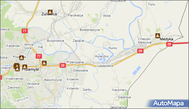 mapa Hureczko, Hureczko na mapie Targeo