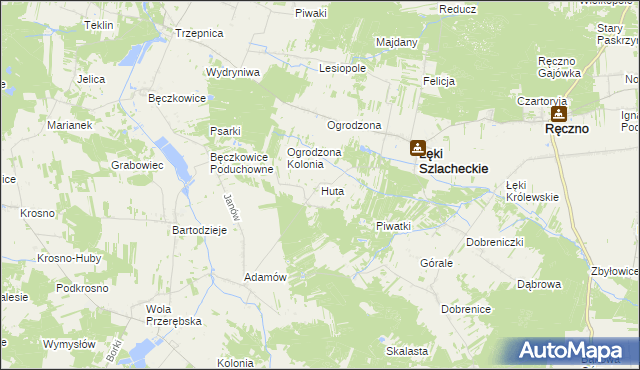 mapa Huta gmina Łęki Szlacheckie, Huta gmina Łęki Szlacheckie na mapie Targeo