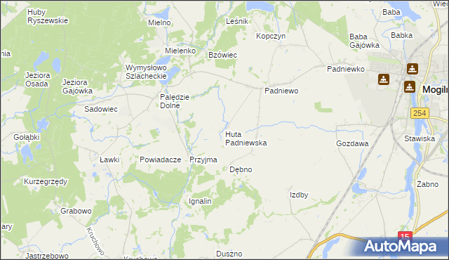 mapa Huta Padniewska, Huta Padniewska na mapie Targeo
