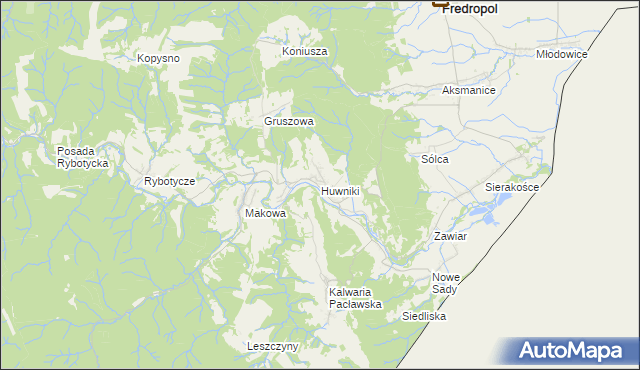 mapa Huwniki, Huwniki na mapie Targeo