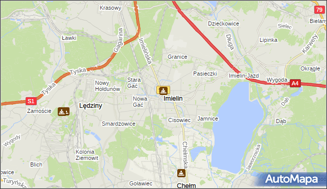 mapa Imielin, Imielin na mapie Targeo