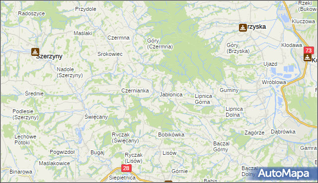 mapa Jabłonica gmina Skołyszyn, Jabłonica gmina Skołyszyn na mapie Targeo