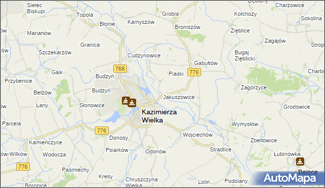 mapa Jakuszowice, Jakuszowice na mapie Targeo