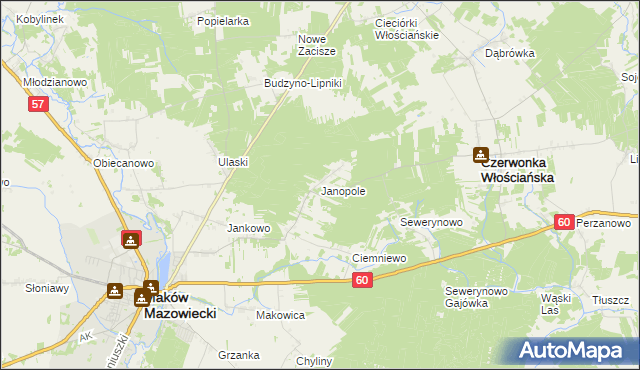 mapa Janopole gmina Czerwonka, Janopole gmina Czerwonka na mapie Targeo