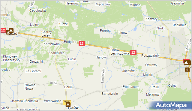 mapa Janów gmina Tczów, Janów gmina Tczów na mapie Targeo