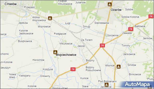 mapa Jasice, Jasice na mapie Targeo