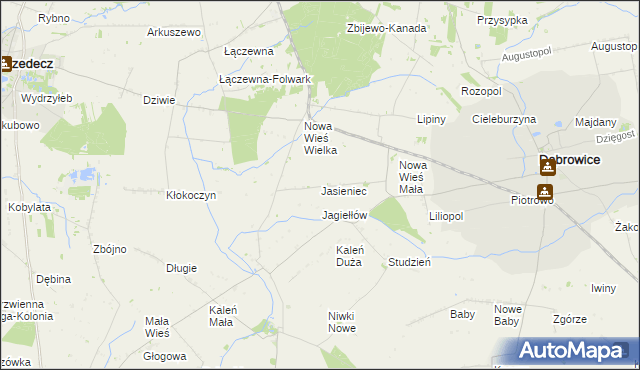 mapa Jasieniec gmina Przedecz, Jasieniec gmina Przedecz na mapie Targeo