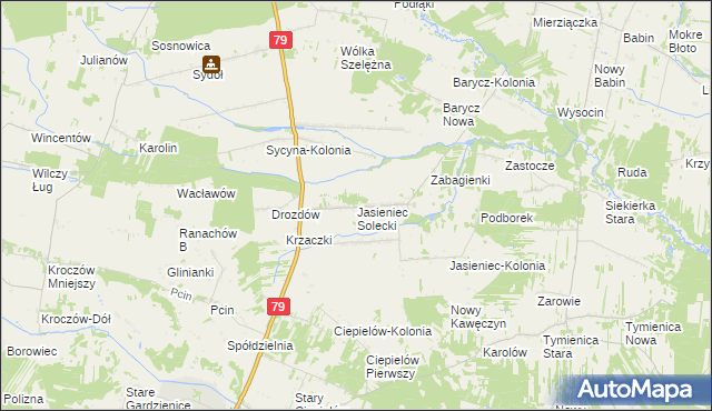 mapa Jasieniec Solecki, Jasieniec Solecki na mapie Targeo