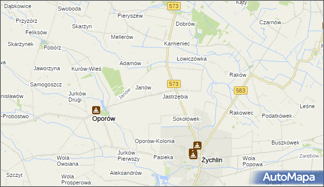 mapa Jastrzębia gmina Oporów, Jastrzębia gmina Oporów na mapie Targeo