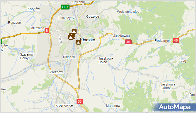 mapa Jaszkowa Dolna, Jaszkowa Dolna na mapie Targeo
