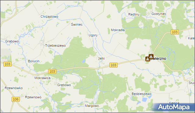 mapa Jatki gmina Świerzno, Jatki gmina Świerzno na mapie Targeo