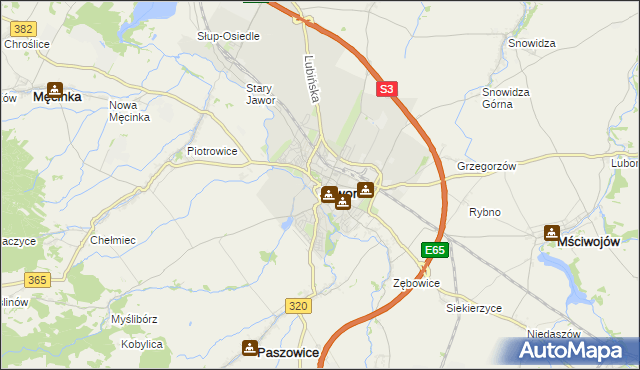 mapa Jawor, Jawor na mapie Targeo
