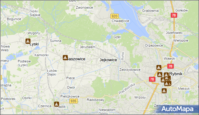 mapa Jejkowice, Jejkowice na mapie Targeo