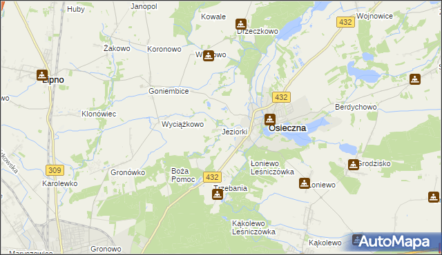 mapa Jeziorki gmina Osieczna, Jeziorki gmina Osieczna na mapie Targeo