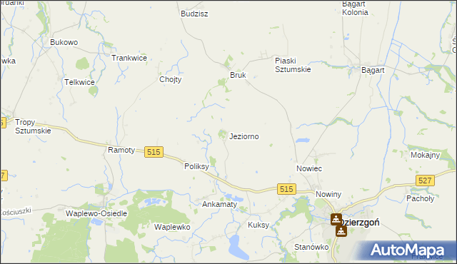 mapa Jeziorno gmina Dzierzgoń, Jeziorno gmina Dzierzgoń na mapie Targeo