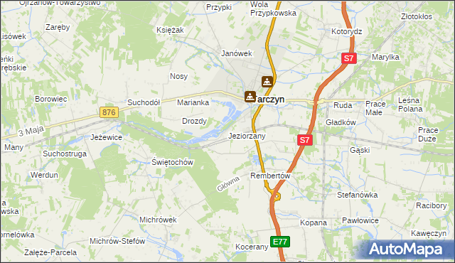 mapa Jeziorzany gmina Tarczyn, Jeziorzany gmina Tarczyn na mapie Targeo