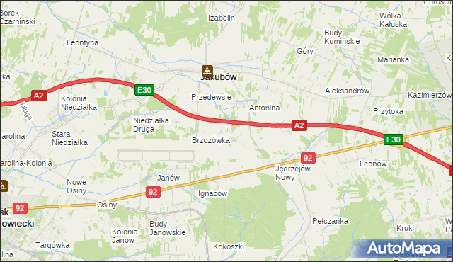 mapa Józefin gmina Jakubów, Józefin gmina Jakubów na mapie Targeo