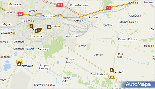 mapa Józefin gmina Kamień, Józefin gmina Kamień na mapie Targeo