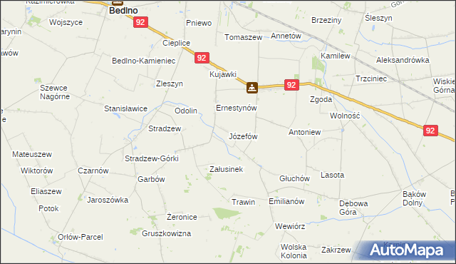 mapa Józefów gmina Bedlno, Józefów gmina Bedlno na mapie Targeo