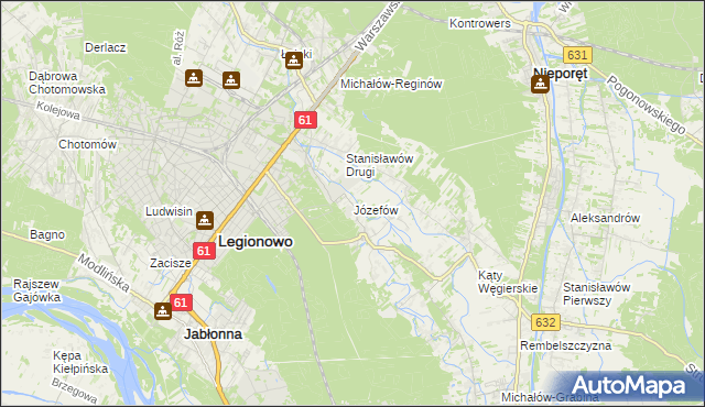 mapa Józefów gmina Nieporęt, Józefów gmina Nieporęt na mapie Targeo