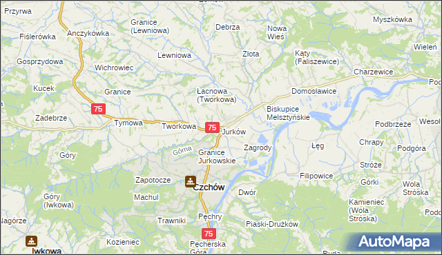 mapa Jurków gmina Czchów, Jurków gmina Czchów na mapie Targeo