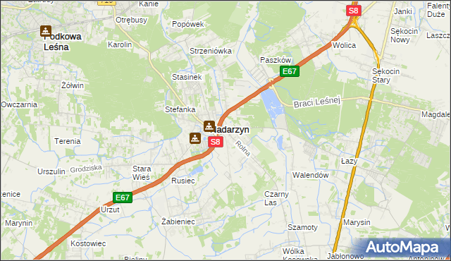 mapa Kajetany, Kajetany na mapie Targeo
