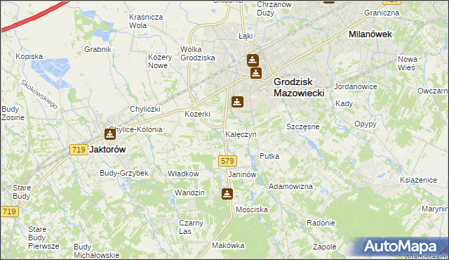 mapa Kałęczyn gmina Grodzisk Mazowiecki, Kałęczyn gmina Grodzisk Mazowiecki na mapie Targeo