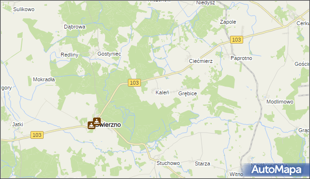 mapa Kaleń gmina Świerzno, Kaleń gmina Świerzno na mapie Targeo