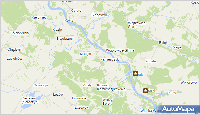 mapa Kamieńczyk gmina Sterdyń, Kamieńczyk gmina Sterdyń na mapie Targeo