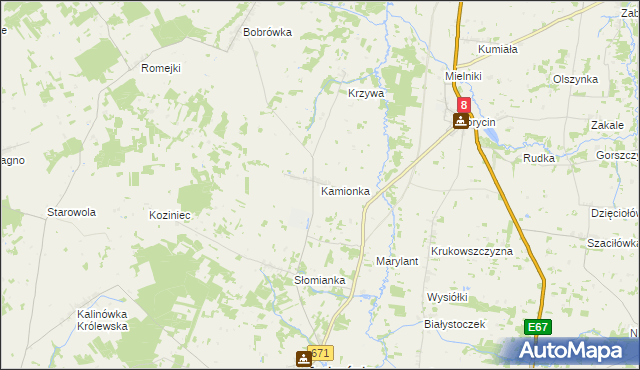 mapa Kamionka gmina Jasionówka, Kamionka gmina Jasionówka na mapie Targeo