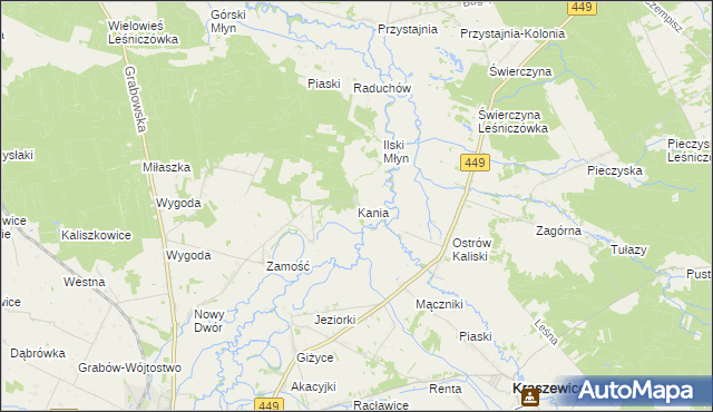 mapa Kania gmina Sieroszewice, Kania gmina Sieroszewice na mapie Targeo