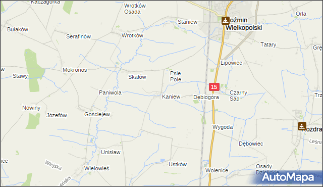 mapa Kaniew, Kaniew na mapie Targeo